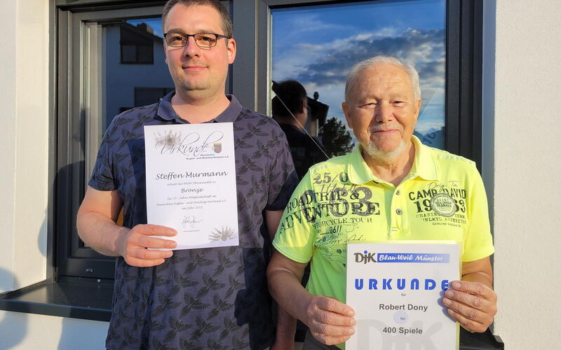 Ehrungen von Robert Dony und Steffen Murmann bei der Sportkegelabteilung